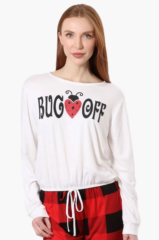 Cuddly Canuckies Coffee Print Pajama Top - White sold by Fairweather