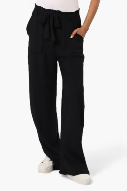 Urbanology Solid Belted Palazzo Pants - Black sold by Fairweather