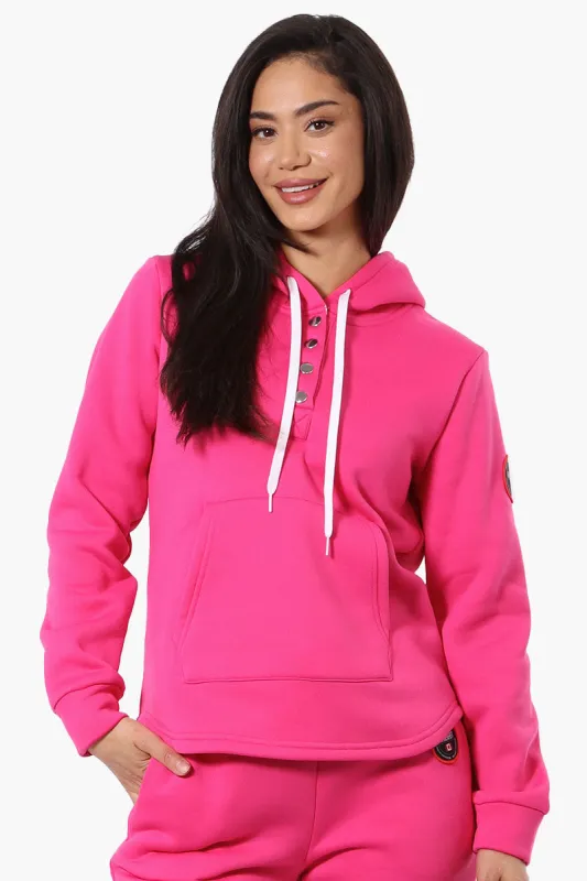 Fahrenheit Basic Henley Hoodie - Pink sold by Fairweather
