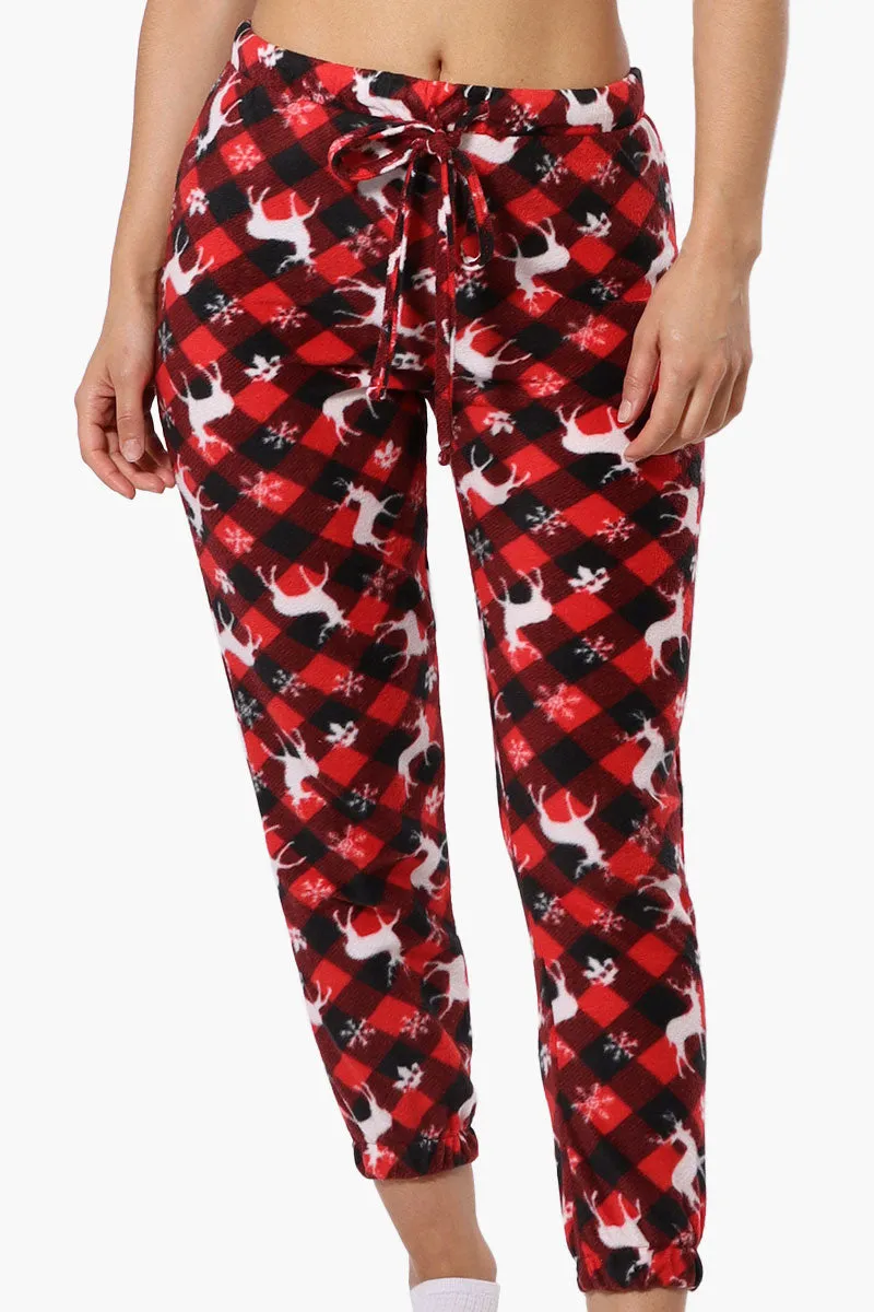 Canada Weather Gear Plaid Reindeer Pattern Fleece Pajama Bottoms - Red sold by Fairweather