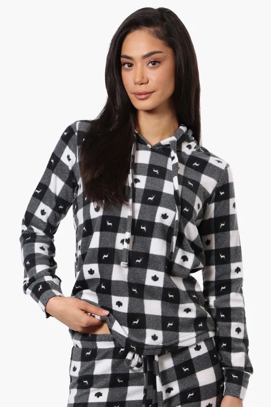 Canada Weather Gear Plaid Hooded Pajama Top - Black sold by Fairweather