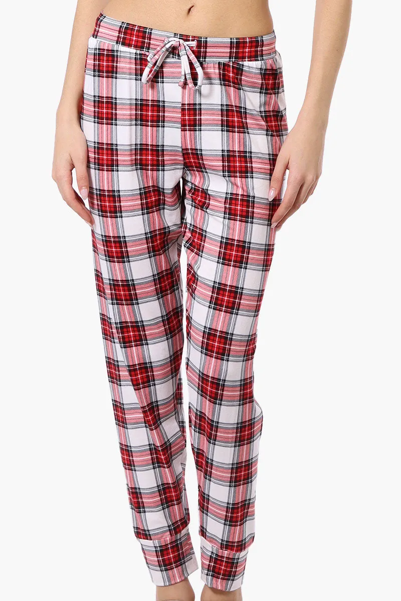 Canada Weather Gear Plaid Tie Waist Pajama Bottoms - Red sold by Fairweather