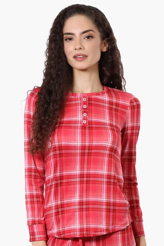 Canada Weather Gear Plaid Henley Pajama Top - Red sold by Fairweather