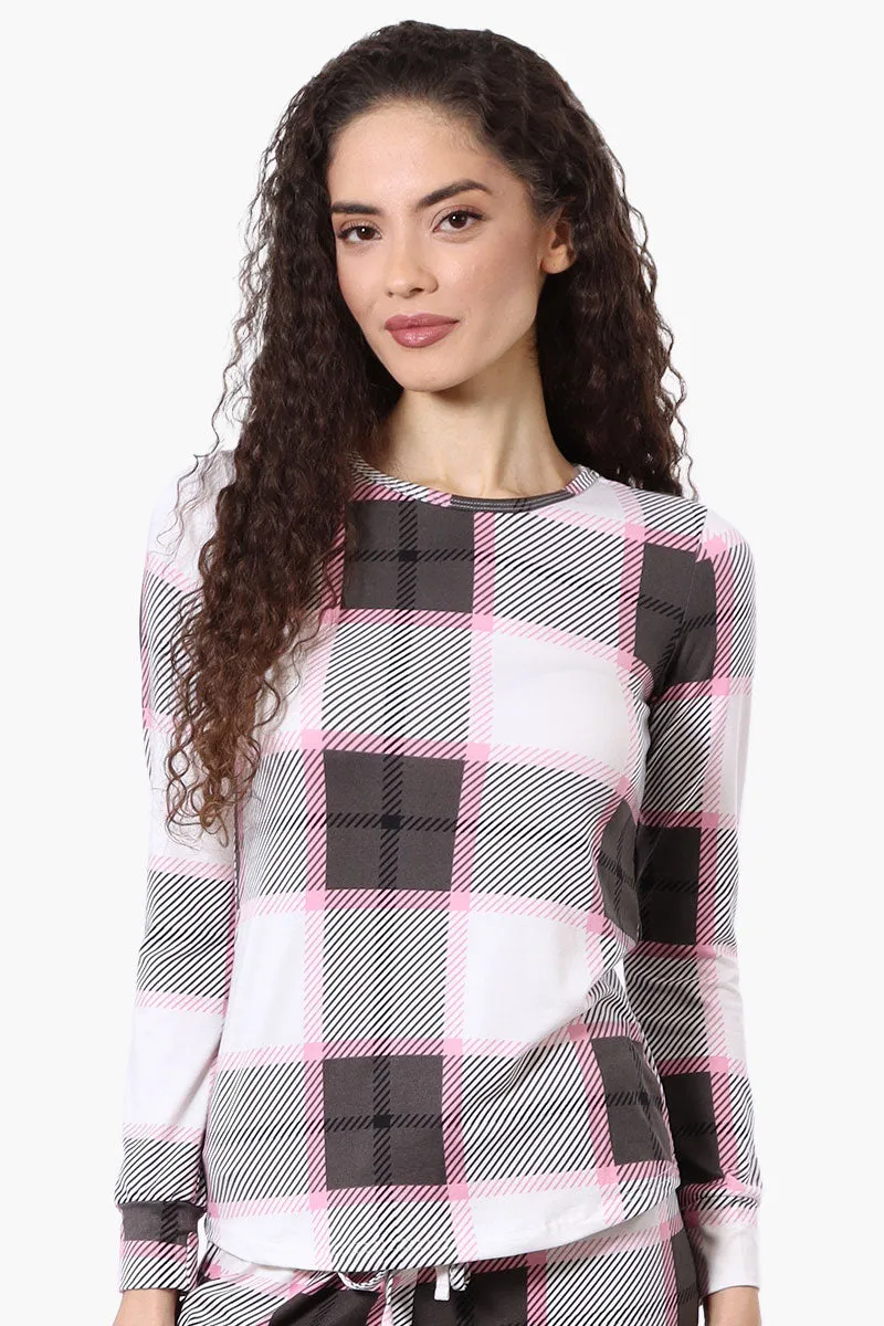Canada Weather Gear Plaid Henley Pajama Top - White sold by Fairweather