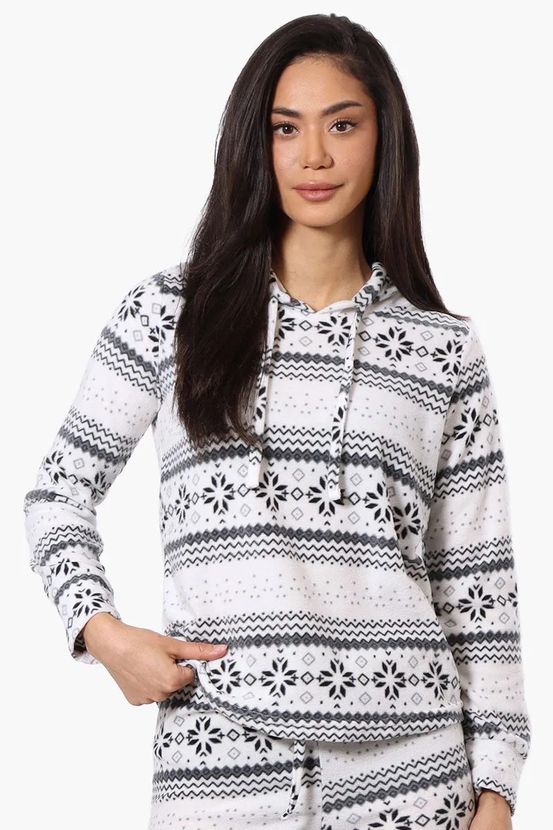 Canada Weather Gear Festive Pattern Hooded Pajama Top - White sold by Fairweather