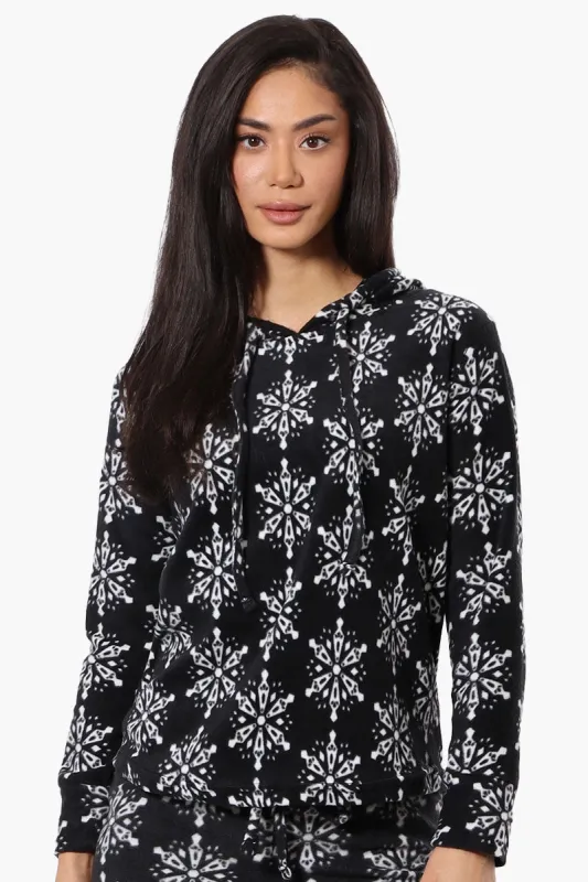 Canada Weather Gear Snowflake Pattern Hooded Pajama Top - Black sold by Fairweather