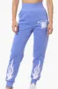 New Look High Waisted Flame Print Joggers - Blue sold by Fairweather