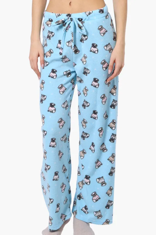 Canada Weather Gear Pug Pattern Wide Leg Pajama Bottoms - Blue sold by Fairweather