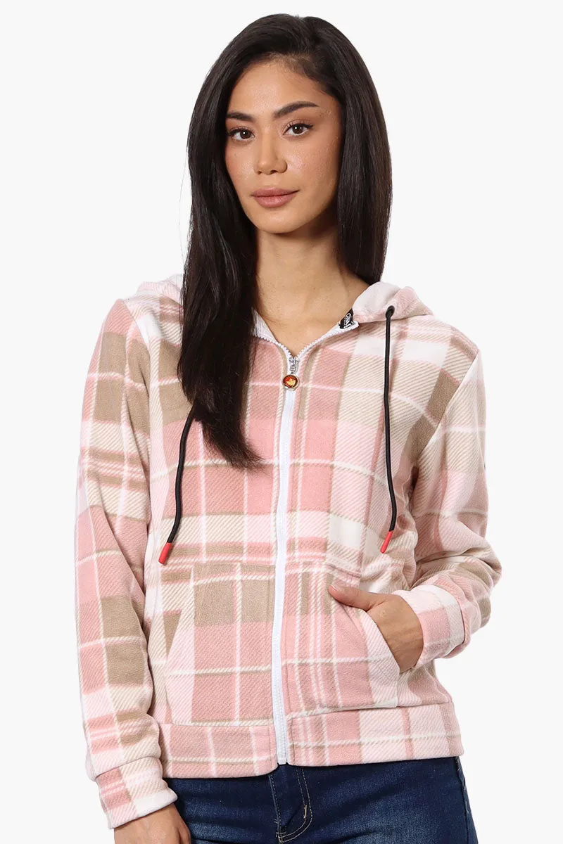 Canada Weather Gear Plaid Fleece Hoodie - Pink sold by Fairweather