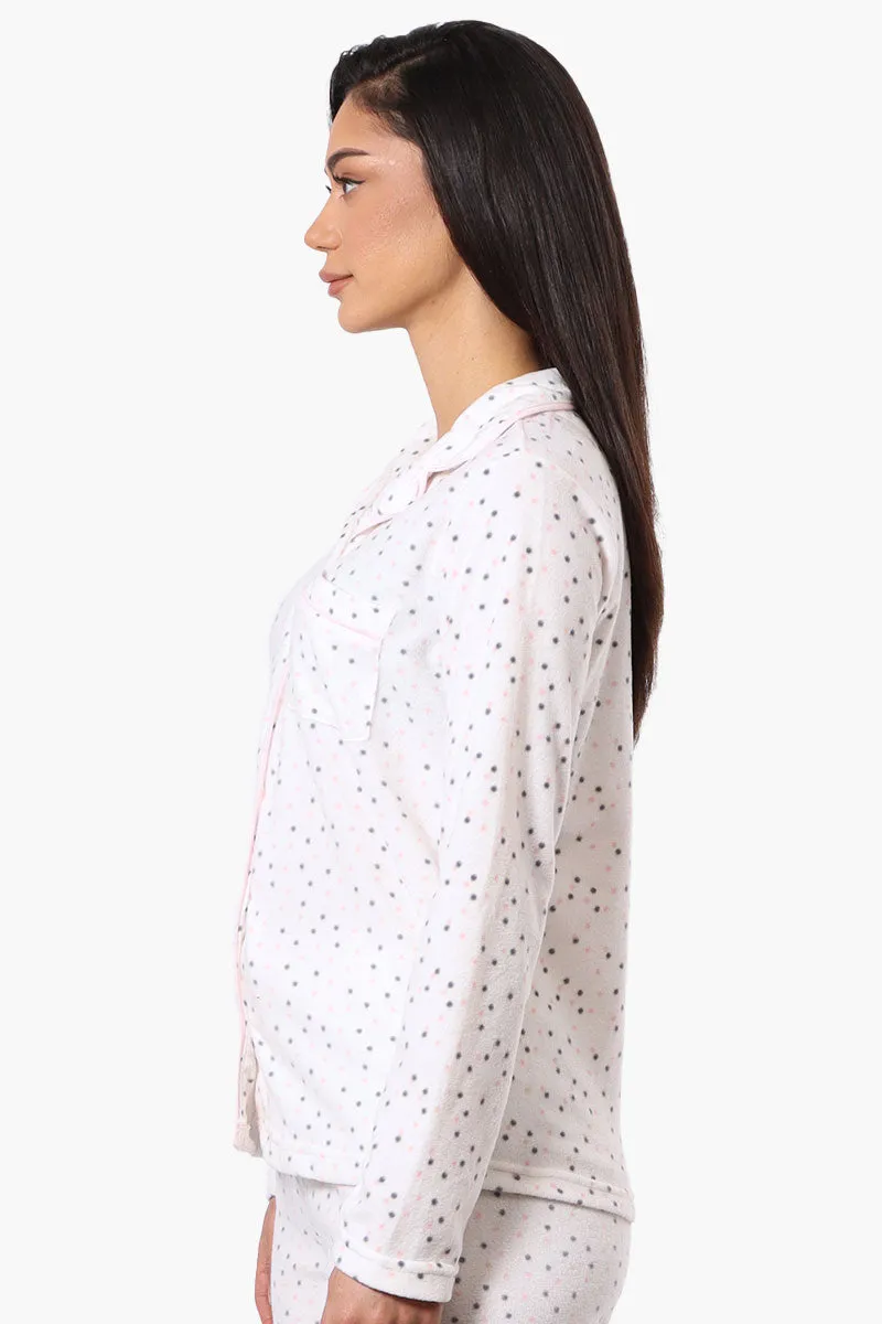 Canada Weather Gear Button Down Dotted Pattern Pajama Top - White sold by Fairweather product image thumbnail 2