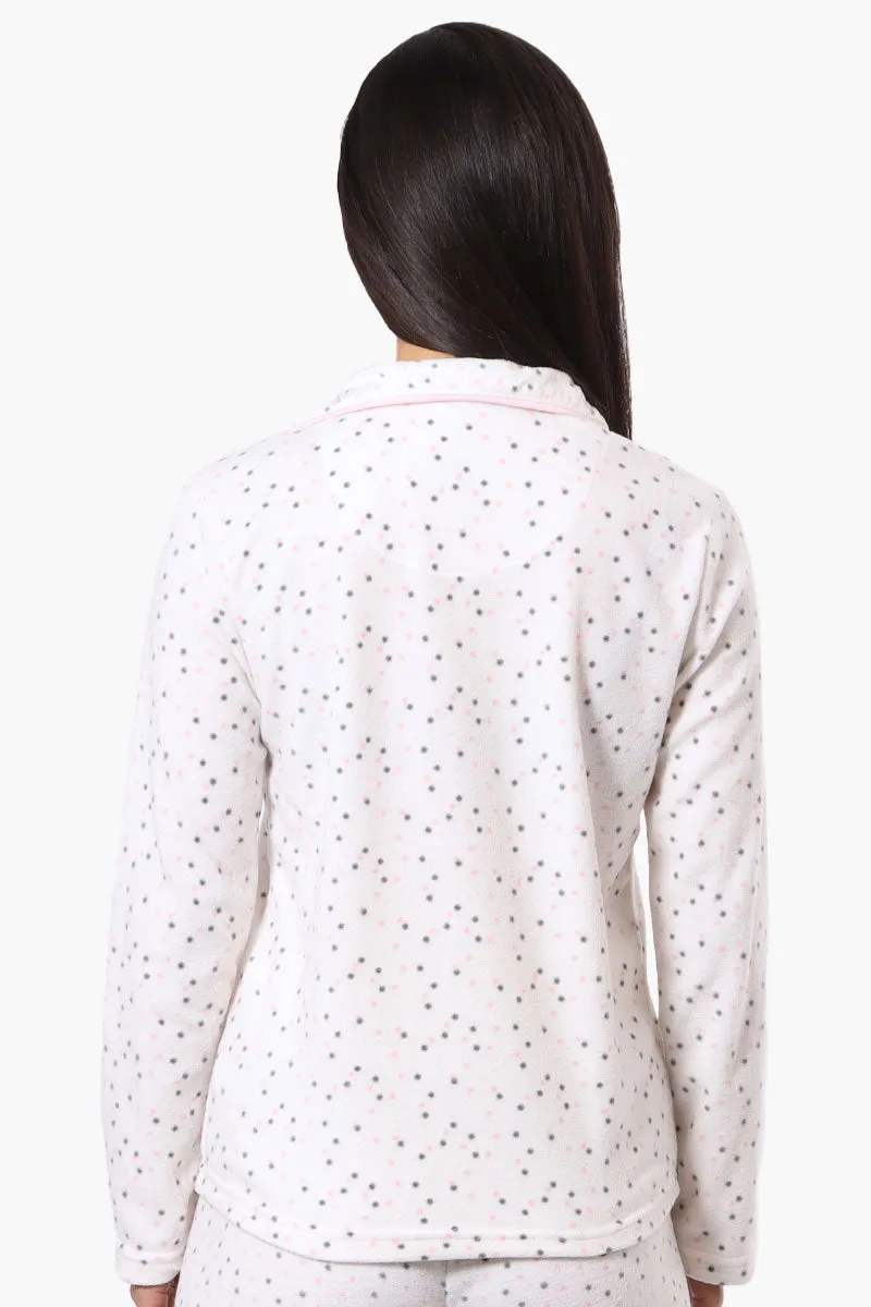 Canada Weather Gear Button Down Dotted Pattern Pajama Top - White sold by Fairweather product image thumbnail 3