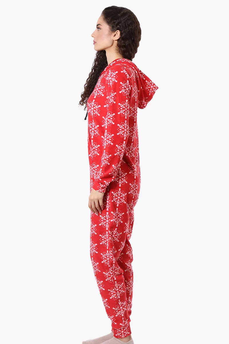 Canada Weather Gear Hooded Snowflake Pattern Fleece Onesie - Red sold by Fairweather product image thumbnail 2