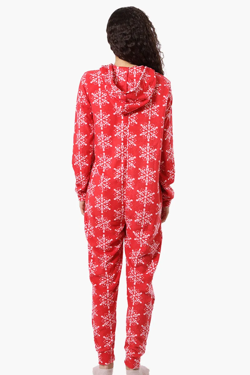 Canada Weather Gear Hooded Snowflake Pattern Fleece Onesie - Red sold by Fairweather product image thumbnail 3