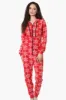 Canada Weather Gear Hooded Snowflake Pattern Fleece Onesie - Red sold by Fairweather