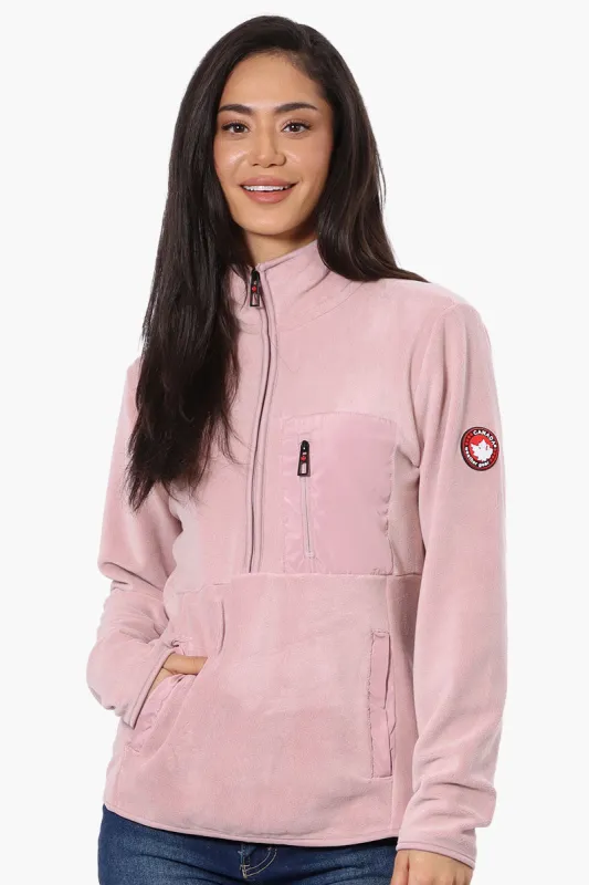 Canada Weather Gear 1/4 Zip Polar Fleece Pullover Sweater - Pink sold by Fairweather