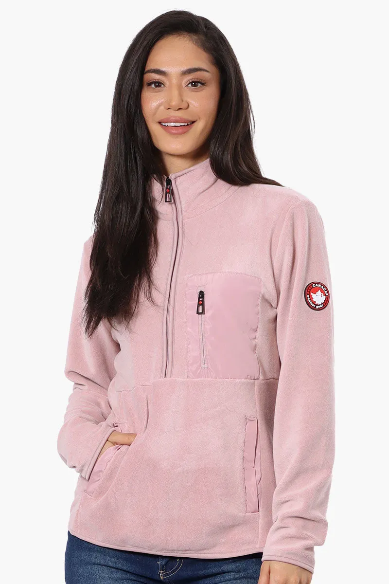 Canada Weather Gear 1/4 Zip Polar Fleece Pullover Sweater - Pink sold by Fairweather