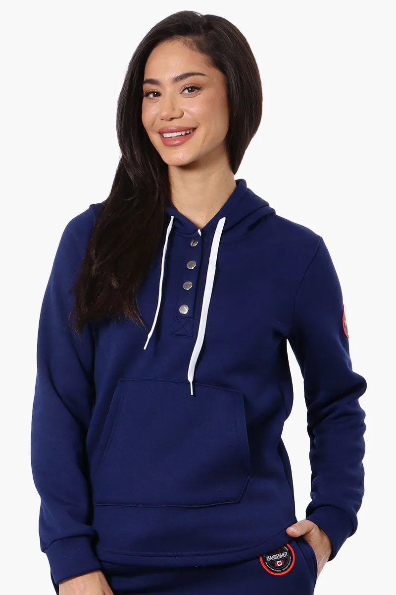 Fahrenheit Basic Henley Hoodie - Navy sold by Fairweather