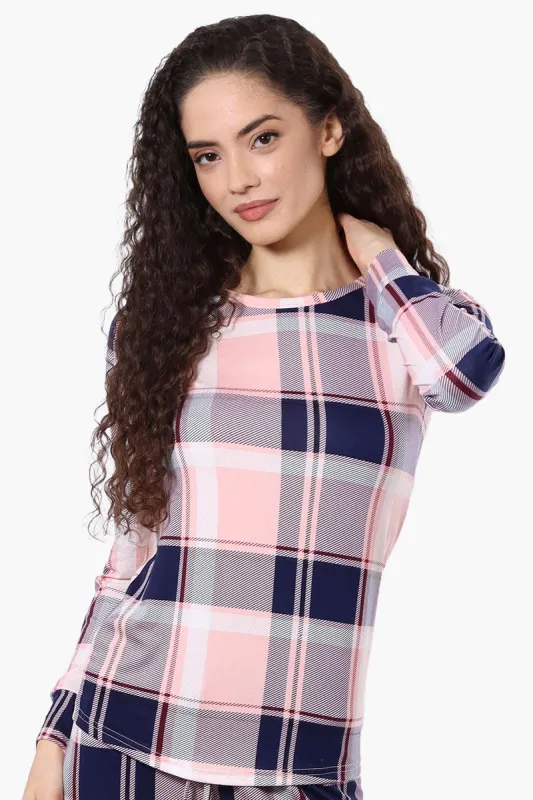 Canada Weather Gear Plaid Crewneck Pajama Top - Pink sold by Fairweather