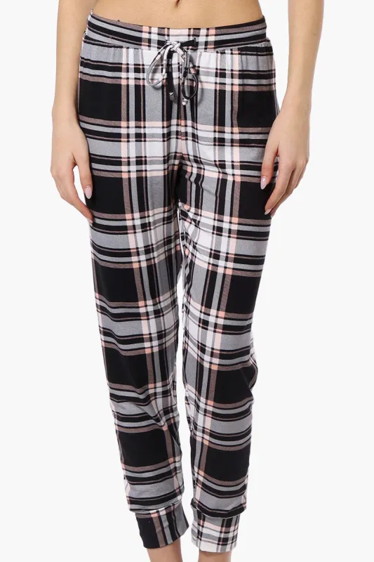 Canada Weather Gear Plaid Tie Waist Pajama Bottoms - Black sold by Fairweather
