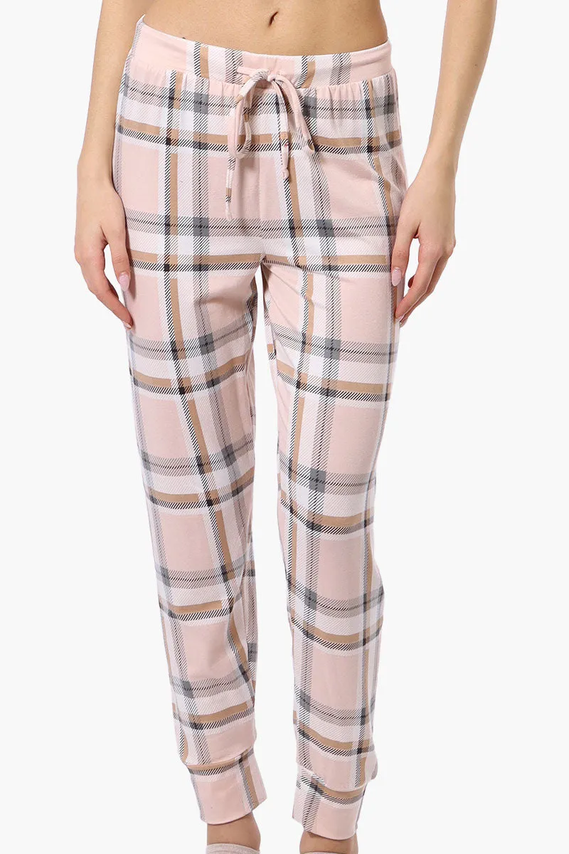 Canada Weather Gear Plaid Tie Waist Pajama Bottoms - Blush sold by Fairweather