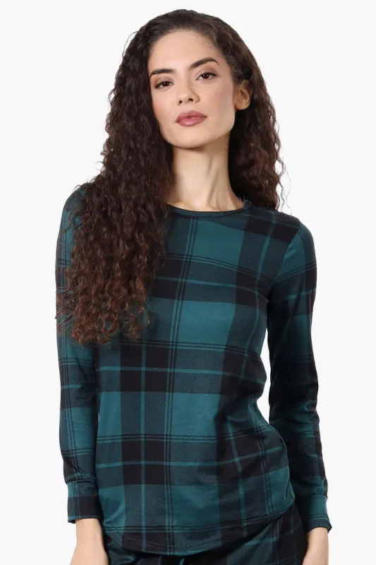 Canada Weather Gear Plaid Henley Pajama Top - Teal sold by Fairweather