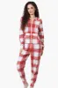 Canada Weather Gear Hooded Plaid Fleece Onesie - White sold by Fairweather