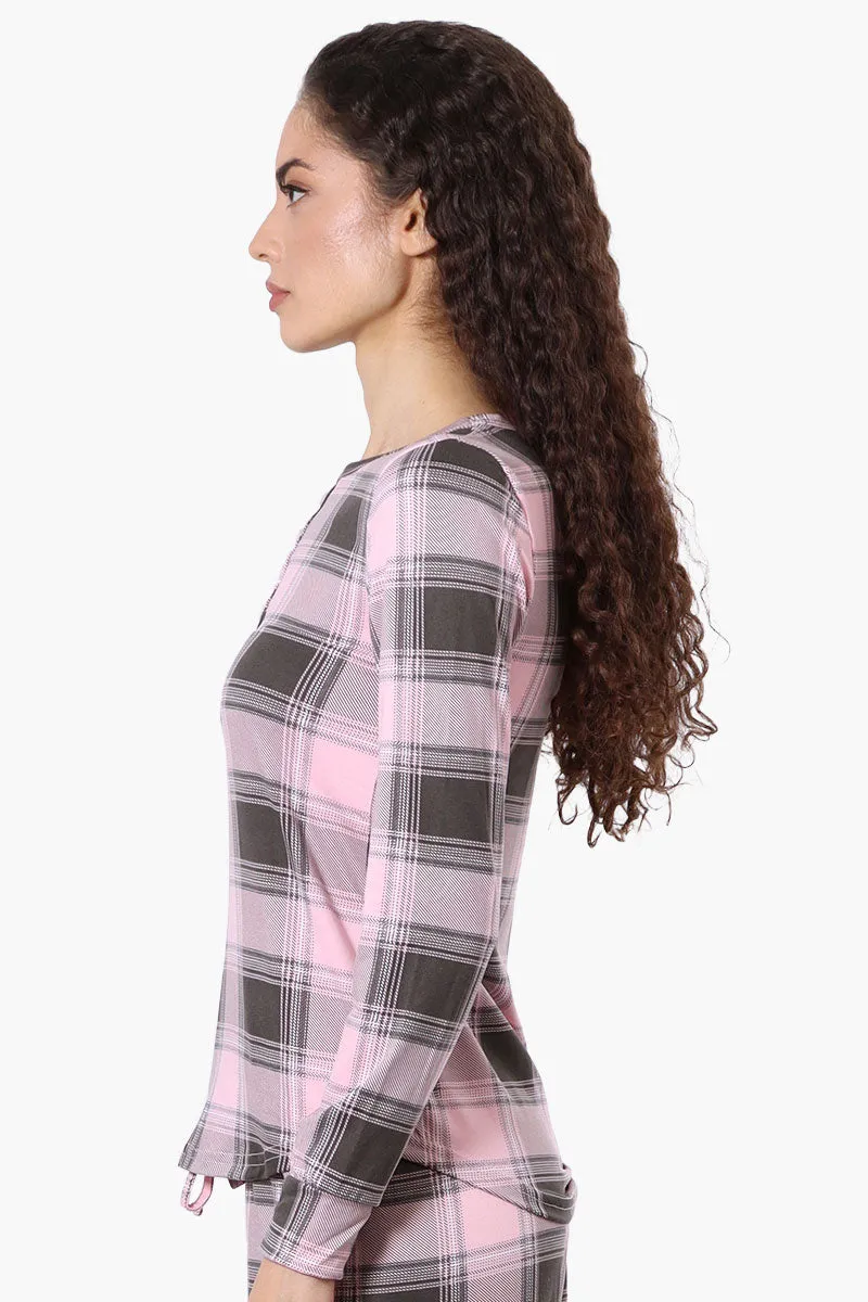 Canada Weather Gear Plaid Henley Pajama Top - Pink sold by Fairweather product image thumbnail 2