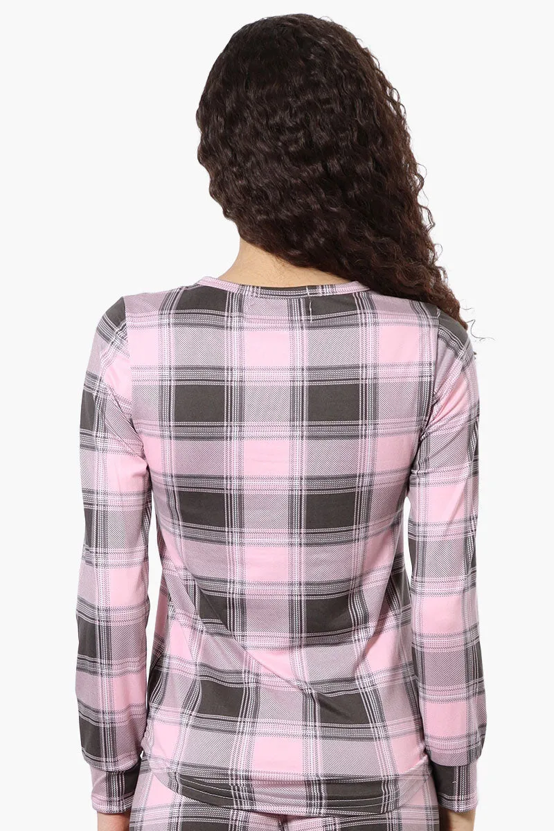 Canada Weather Gear Plaid Henley Pajama Top - Pink sold by Fairweather product image thumbnail 3