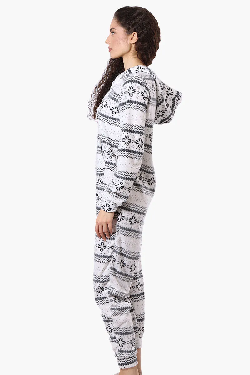 Canada Weather Gear Hooded Festive Pattern Fleece Onesie - White sold by Fairweather product image thumbnail 2