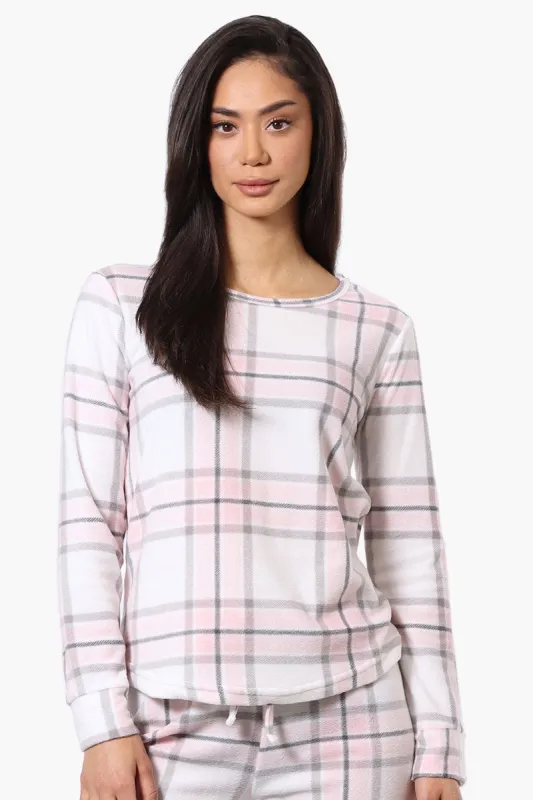 Canada Weather Gear Plaid Crewneck Pajama Top - White sold by Fairweather