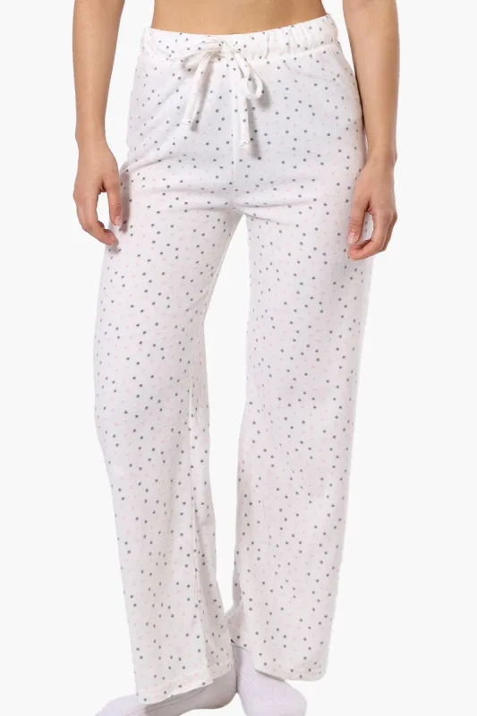 Canada Weather Gear Dotted Pattern Wide Leg Pajama Bottoms - White sold by Fairweather