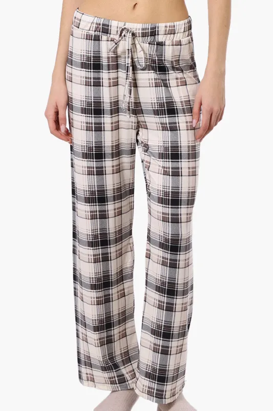 Canada Weather Gear Plaid Wide Leg Pajama Bottoms - Cream sold by Fairweather