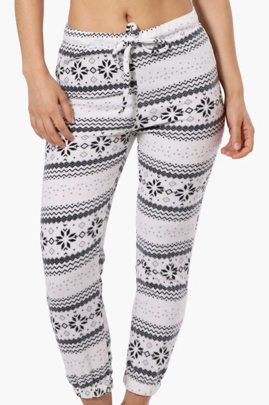 Canada Weather Gear Festive Pattern Fleece Pajama Bottoms - White sold by Fairweather