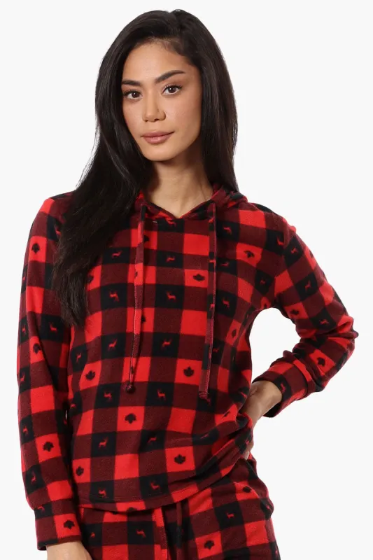 Canada Weather Gear Plaid Hooded Pajama Top - Red sold by Fairweather
