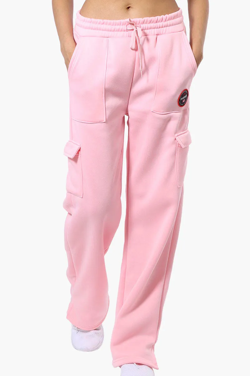 Fahrenheit Fleece Tie Waist Cargo Sweatpants - Pink sold by Fairweather
