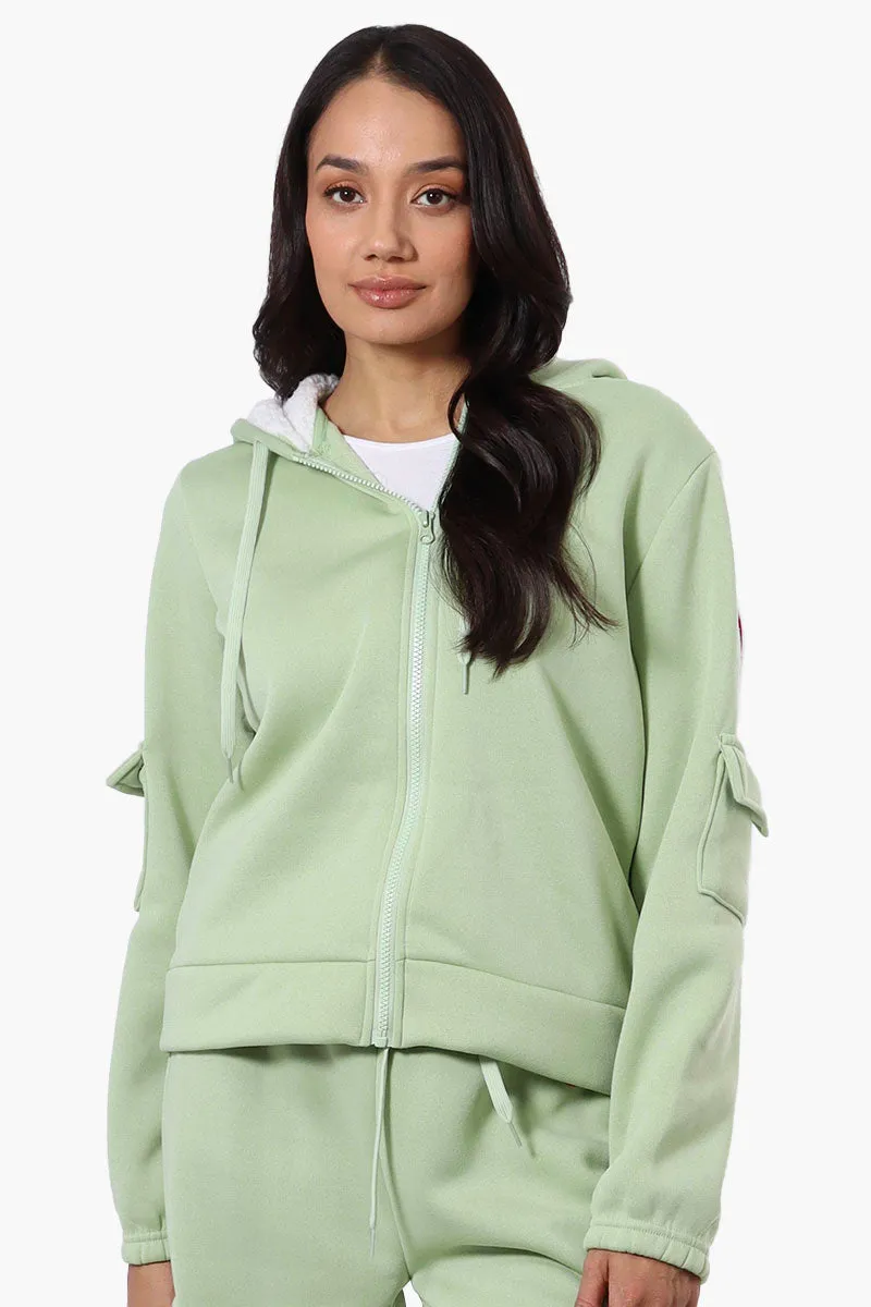 Fahrenheit Sherpa Lined Hood Zip Up Hoodie - Green sold by Fairweather