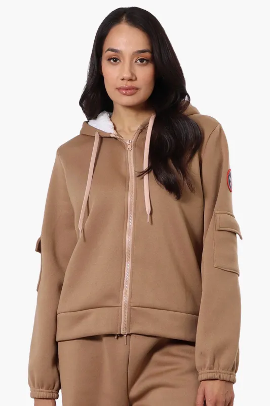Fahrenheit Sherpa Lined Hood Zip Up Hoodie - Camel sold by Fairweather