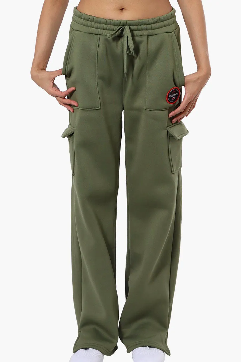 Fahrenheit Fleece Tie Waist Cargo Sweatpants - Olive sold by Fairweather