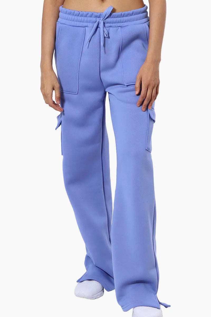 Fahrenheit Fleece Tie Waist Cargo Sweatpants - Blue sold by Fairweather