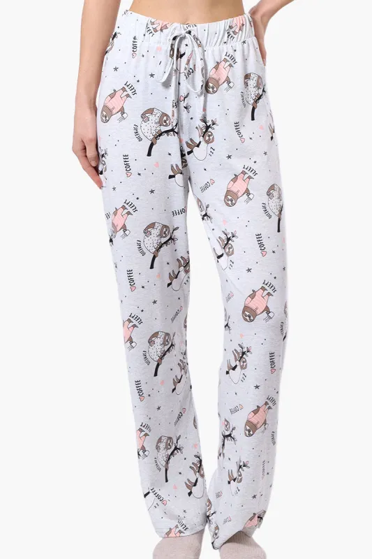 Canada Weather Gear Sloth Pattern Wide Leg Pajama Pants - Grey sold by Fairweather