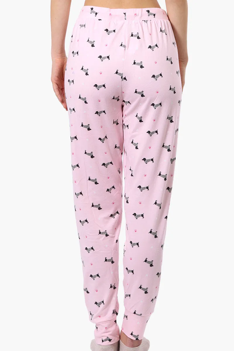 Canada Weather Gear Dachshund Pattern Tie Waist Pajama Pants - Pink sold by Fairweather product image thumbnail 3