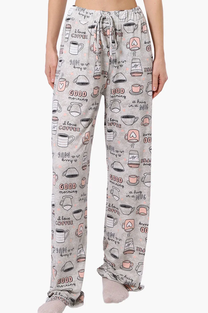 Canada Weather Gear Coffee Pattern Wide Leg Pajama Pants - Grey sold by Fairweather
