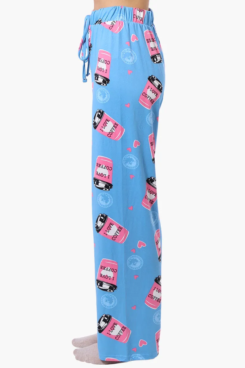 Canada Weather Gear Coffee Pattern Wide Leg Pajama Pants - Blue sold by Fairweather product image thumbnail 2