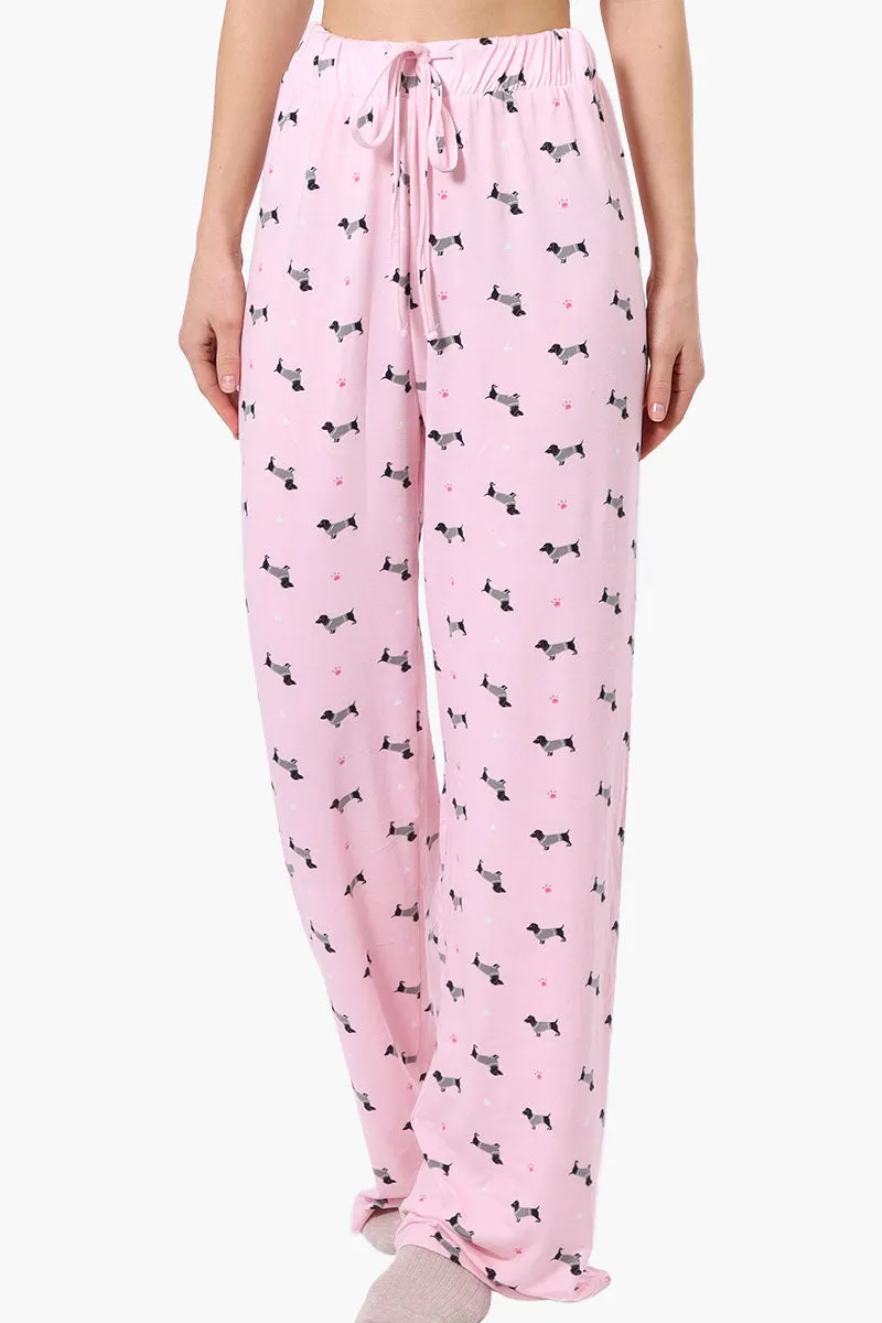 Canada Weather Gear Dachshund Pattern Wide Leg Pajama Pants - Pink sold by Fairweather