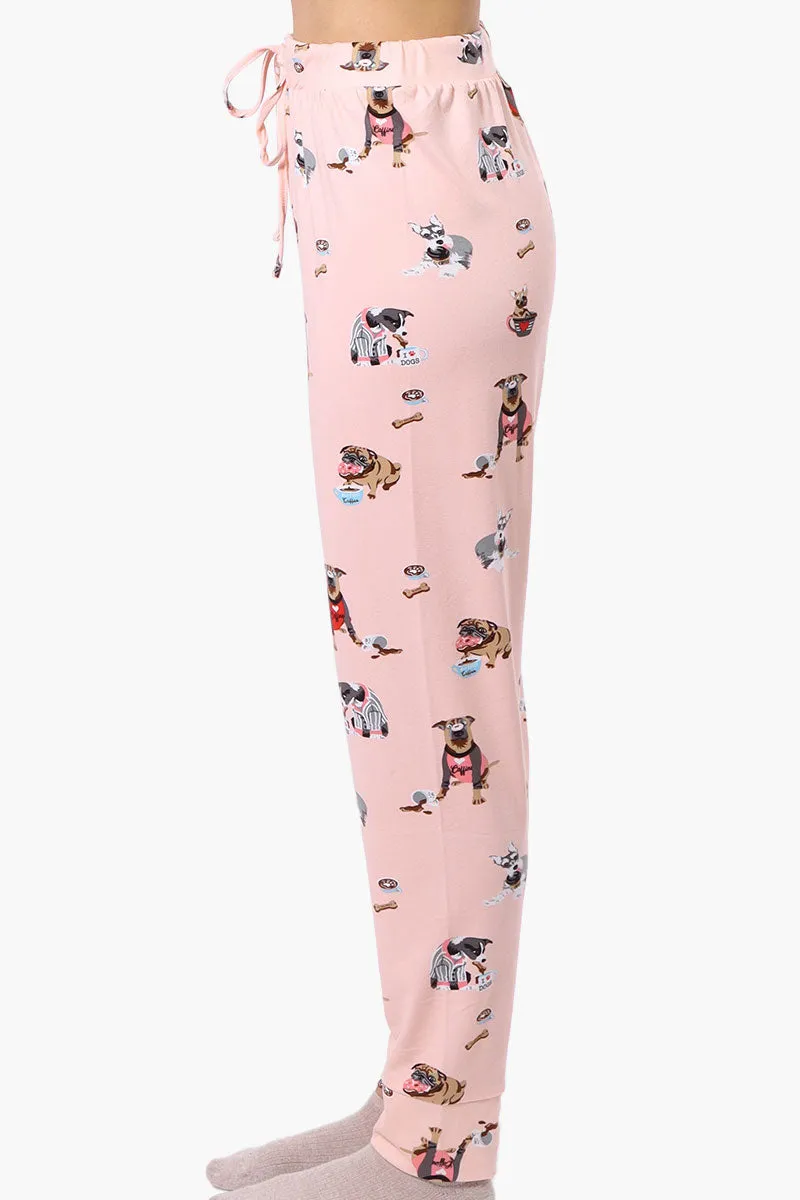 Canada Weather Gear Dog Pattern Tie Waist Pajama Pants - Pink sold by Fairweather product image thumbnail 2
