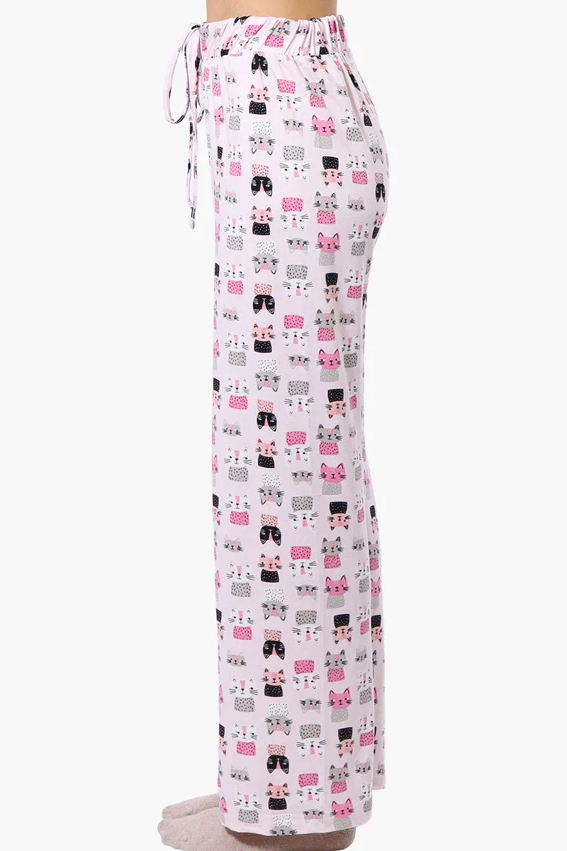 Canada Weather Gear Cat Pattern Wide Leg Pajama Pants - Pink sold by Fairweather product image thumbnail 2