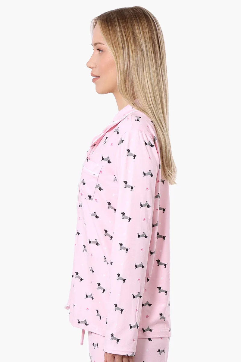 Canada Weather Gear Dachshund Pattern Button Down Pajama Top - Pink sold by Fairweather product image thumbnail 2