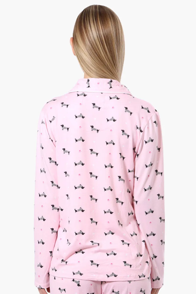 Canada Weather Gear Dachshund Pattern Button Down Pajama Top - Pink sold by Fairweather product image thumbnail 3