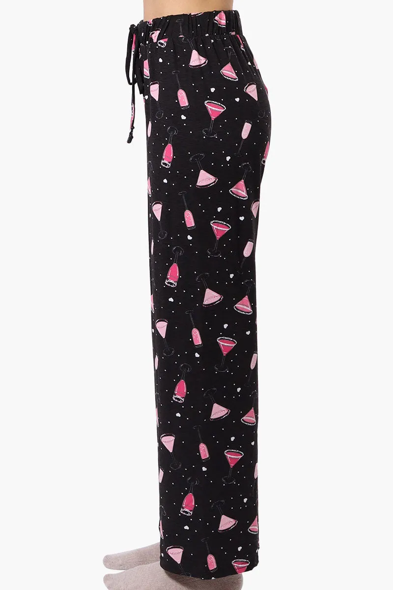 Canada Weather Gear Martini Pattern Wide Leg Pajama Pants - Black sold by Fairweather product image thumbnail 2