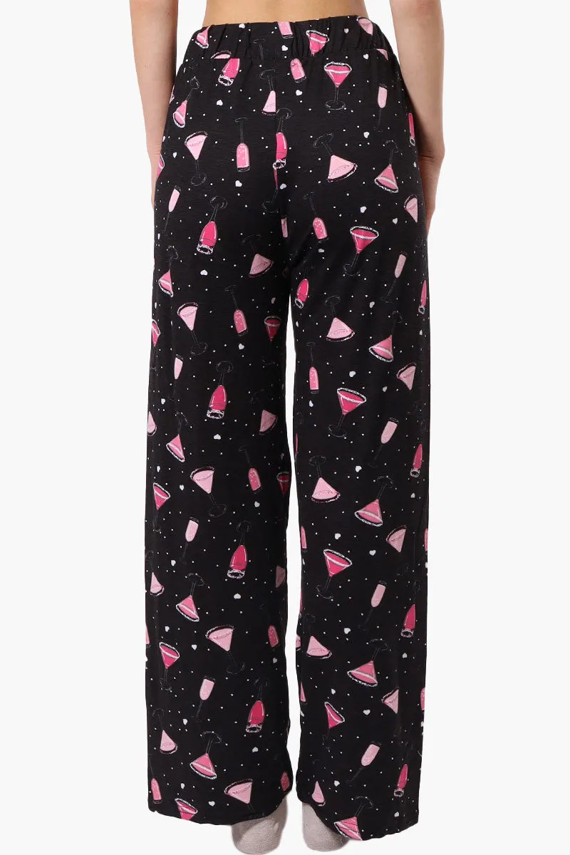 Canada Weather Gear Martini Pattern Wide Leg Pajama Pants - Black sold by Fairweather product image thumbnail 3